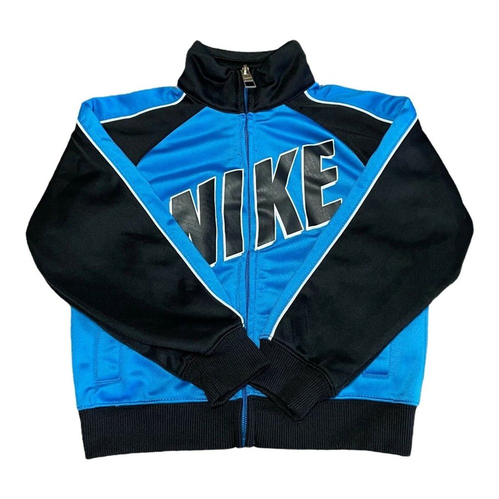Nike Boy's Blue Black Spellout Full Zip Jacket‎ 2T